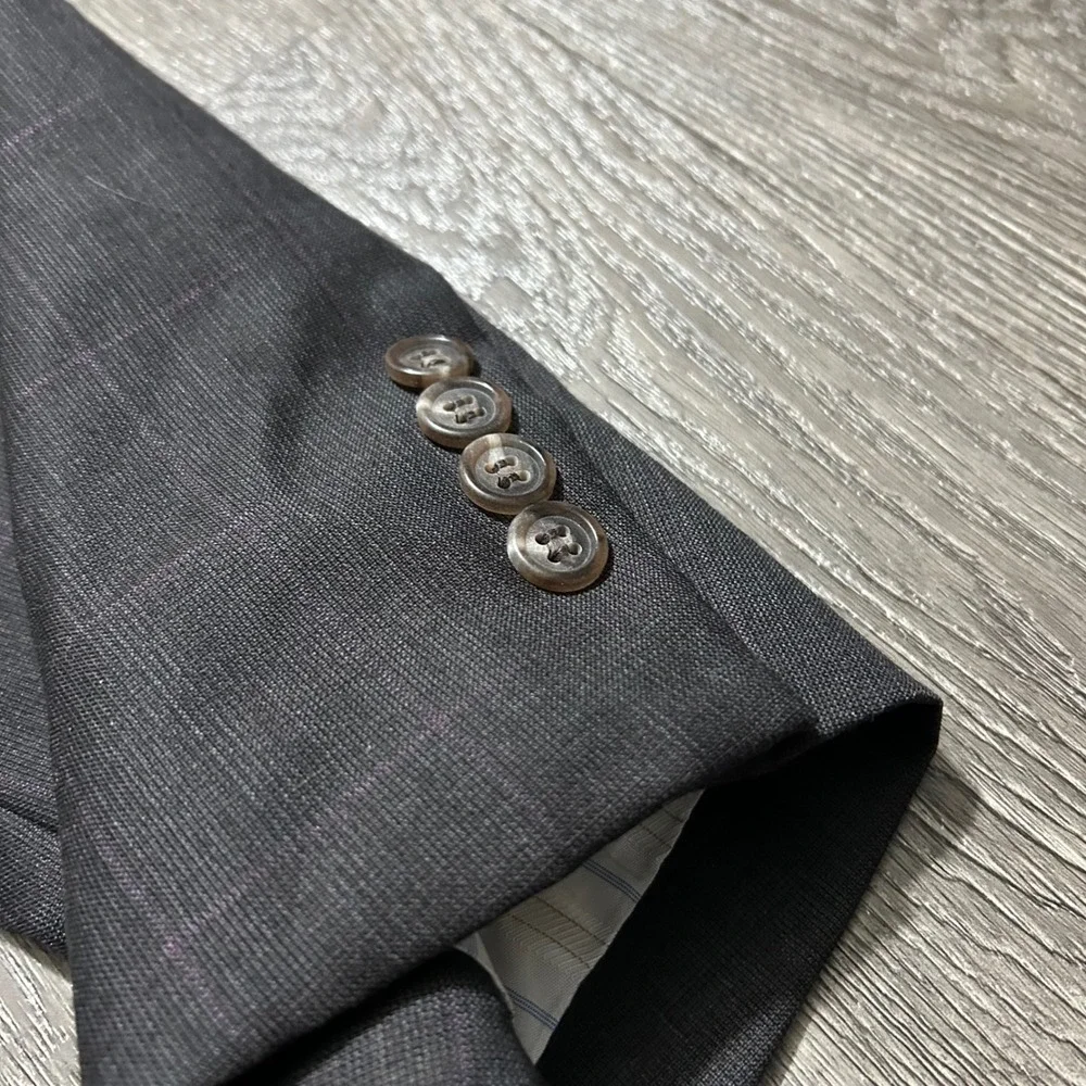 Hickey Freeman Sport Coat 44R Brown Loro Piana Super 150s Wool Plaid Blazer‎